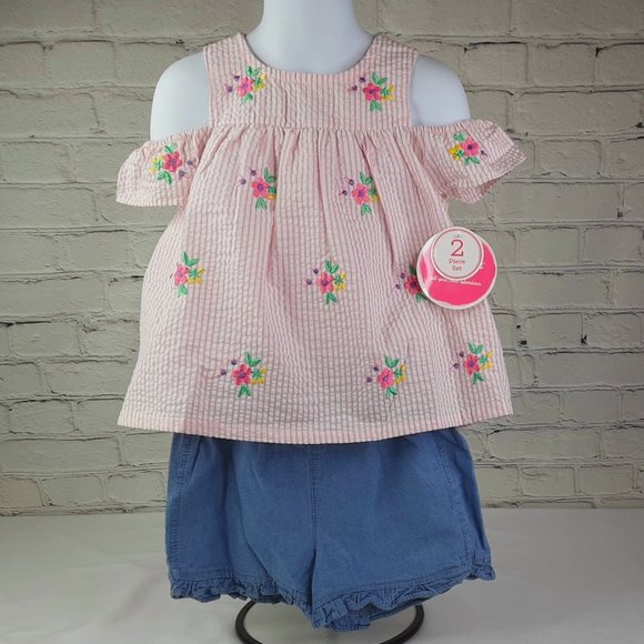 'NANETTE KIDS' 2-PIECE 'FLOWERS A'BOUT' TOP & SHORT SET - Picture 1 of 15